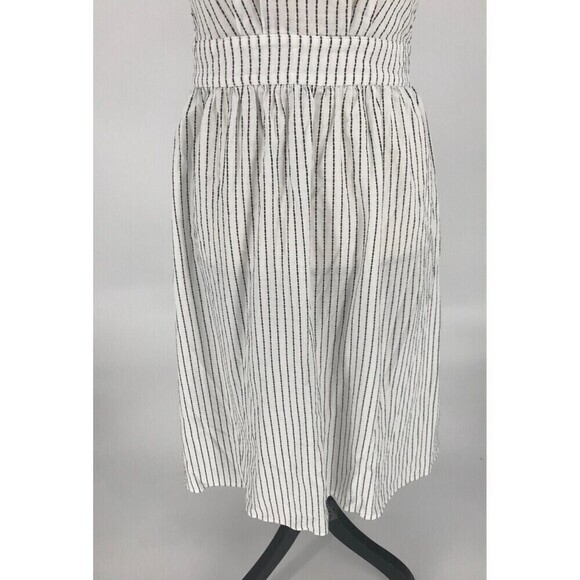 Lulus Women Apron Dress Size Small Black/White Stripe Crossback Open back - Picture 3 of 10